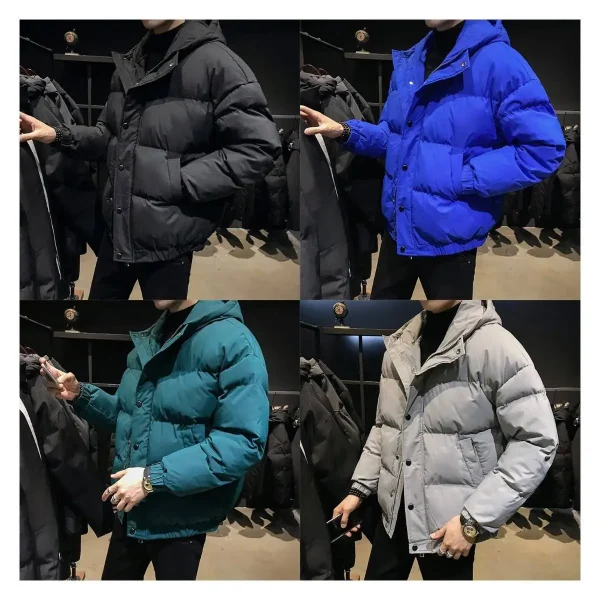 Quality Men's Duck Down Coats Thick Warm Hooded Shiny Black Winter Down Jacket Coats