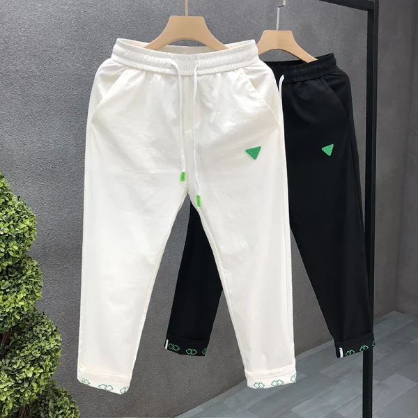 Stitching Drawstring Letters Casual Pants Horn Pants for Men and Women Trousers Flare Sweatpants - Image 5