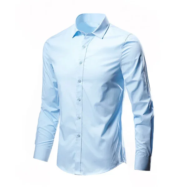 Men Solid Color Long Sleeve Shirt Business Casual Men' Suits Men' T-shirt - Image 4