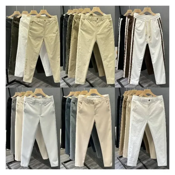 Spring and Summer Men's Casual Pants Thin Polyester Elastic Smooth Iron Wrinkle Resistant Straight Leg Men's Business Pants