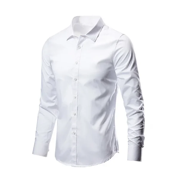 Men Solid Color Long Sleeve Shirt Business Casual Men' Suits Men' T-shirt - Image 5