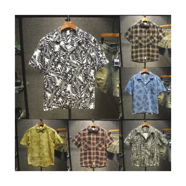 2025 Hot Selling 100% Pure Cotton Oxford Spun Multi-color Casual Comfortable Embroidery Style Short Sleeved Men's Shirt