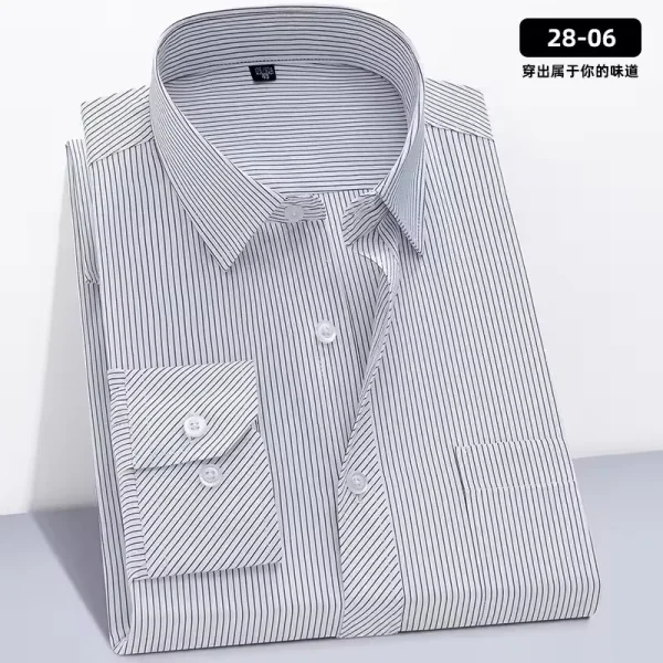 Business Dress Shirt Mens Long-sleeve Autumn Spring Fashion Solid Casual Formal White Work Office Simple Basic Shirts - Image 6