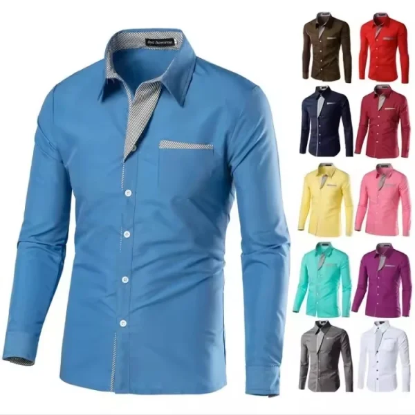 Long Sleeve Stretchy Shirt for Men Made Business Style Fit Slim Soft Comfortable Casual Dress Shirt for Men