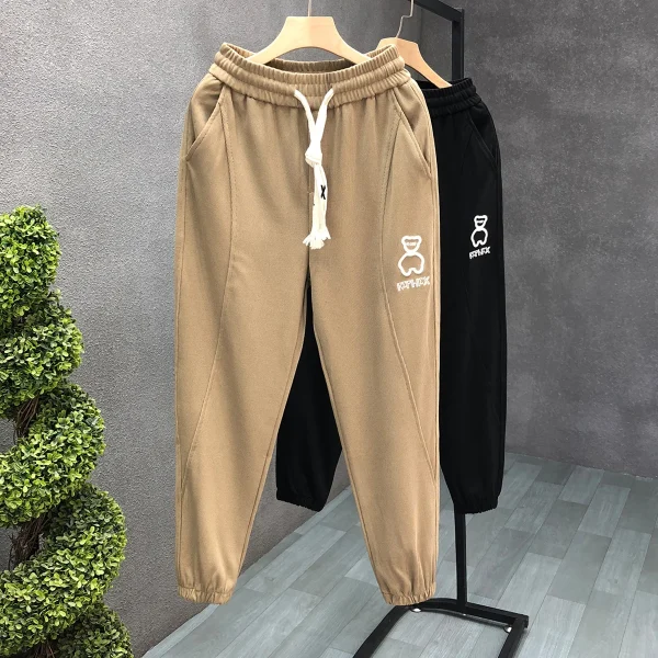 Men's High Quality Casual Flared Jogger Track Pants Patchwork Elastic Waistband Mens Stacked Flare Sweatpants for Men - Image 4