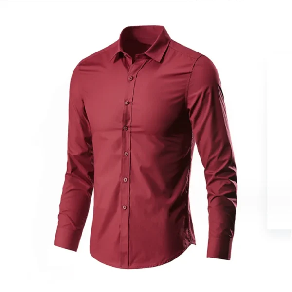 Men Solid Color Long Sleeve Shirt Business Casual Men' Suits Men' T-shirt - Image 2