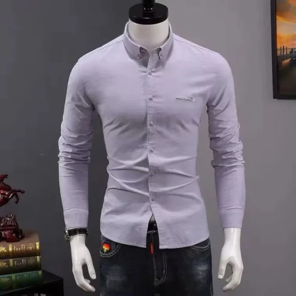 Long Sleeve Stretchy Shirt for Men Made Business Style Fit Slim Soft Comfortable Casual Dress Shirt for Men - Image 5