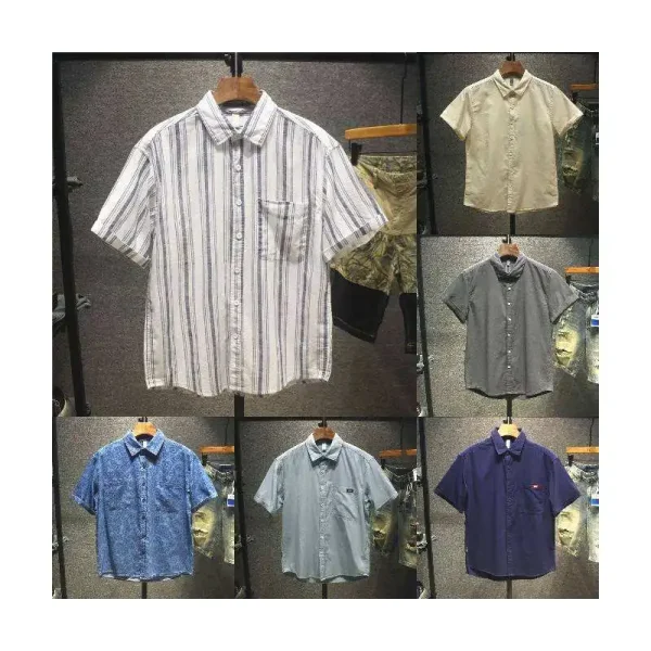 Men's Clothing Boxy Short Sleeve Button up Shirts High Quality Oversize Corduroy Shirt for Men