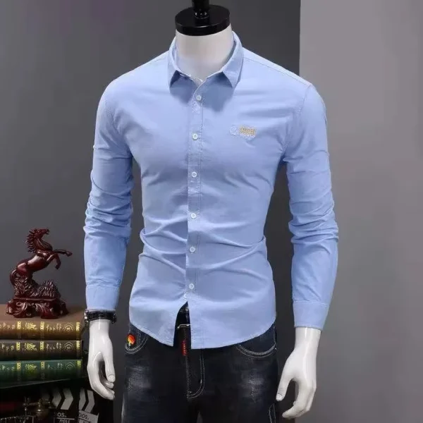 Long Sleeve Stretchy Shirt for Men Made Business Style Fit Slim Soft Comfortable Casual Dress Shirt for Men - Image 4