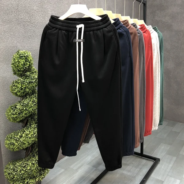 Men's High Quality Casual Flared Jogger Track Pants Patchwork Elastic Waistband Mens Stacked Flare Sweatpants for Men - Image 6