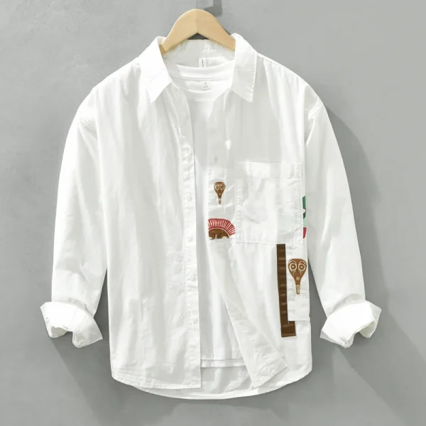 2025 Hot 100% Cotton Oxford Spinning Multi-color Leisure Comfortable Embroidery Style Long Sleeve Men's Shirt - Image 4