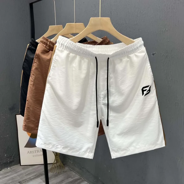 Letter Printing Outdoor Elastic Tether Summer Polyester Cotton Shorts for Men Casual Men's Shorts - Image 3