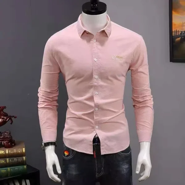 Long Sleeve Stretchy Shirt for Men Made Business Style Fit Slim Soft Comfortable Casual Dress Shirt for Men - Image 2