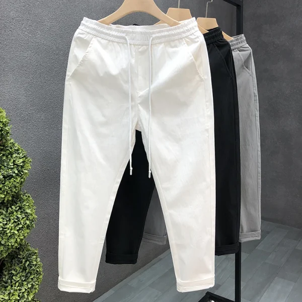 Stitching Drawstring Letters Casual Pants Horn Pants for Men and Women Trousers Flare Sweatpants - Image 3