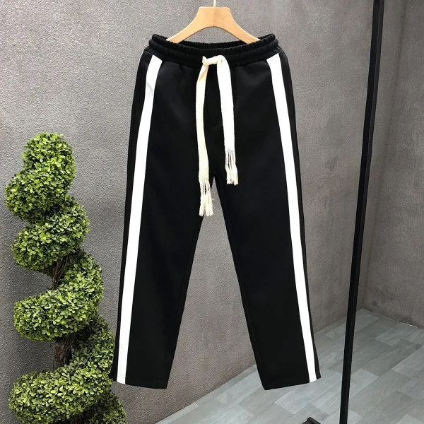 Stitching Drawstring Letters Casual Pants Horn Pants for Men and Women Trousers Flare Sweatpants - Image 6