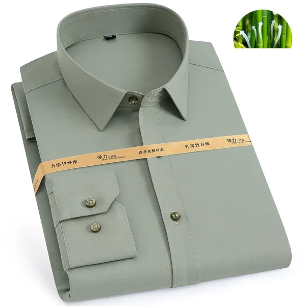 2021  High Quality White Cotton Men's Formal Dress Shirts Plain Solid Color Button Front Long Sleeve Design Office Mens