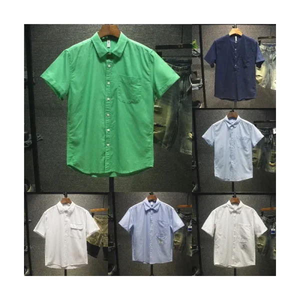 2025 Casual Oversized Men's Shirts Lightweight Short Shirts Acid Washed Summer Men's Shirts