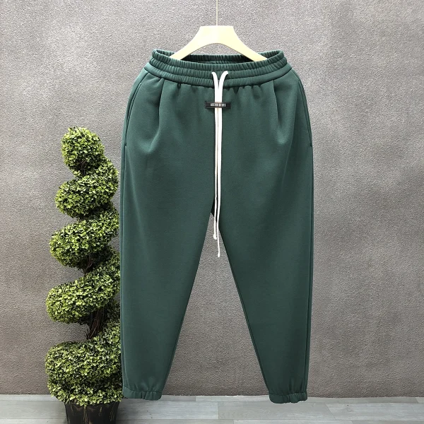 Men Knitted Washed Sweatpants Street Wear Casual Track Pants Drawstring Waist Stripe Wide Leg Pants - Image 3