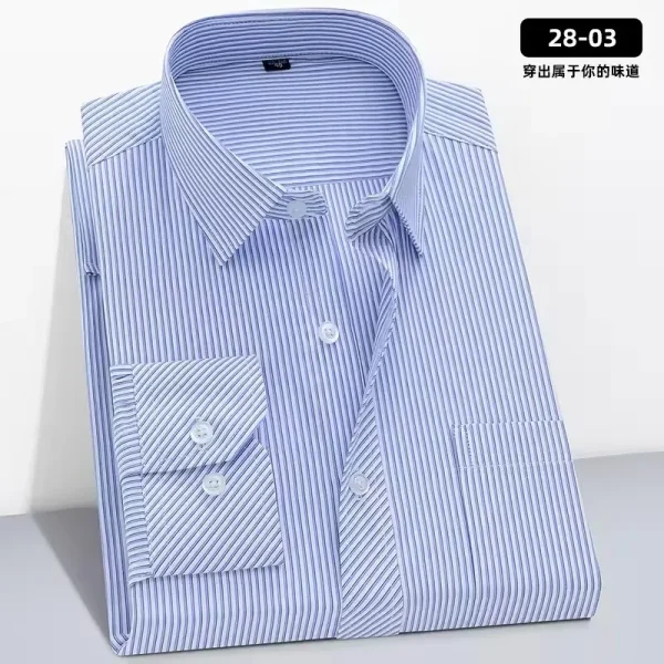 Business Dress Shirt Mens Long-sleeve Autumn Spring Fashion Solid Casual Formal White Work Office Simple Basic Shirts - Image 2