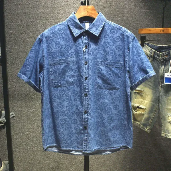 Men's Clothing Boxy Short Sleeve Button up Shirts High Quality Oversize Corduroy Shirt for Men - Image 3