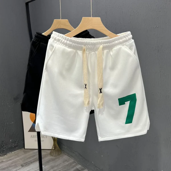 Letter Printing Outdoor Elastic Summer Polyester Cotton Athletic Shorts Casual Men's 5 Inch Inseam Shorts - Image 6