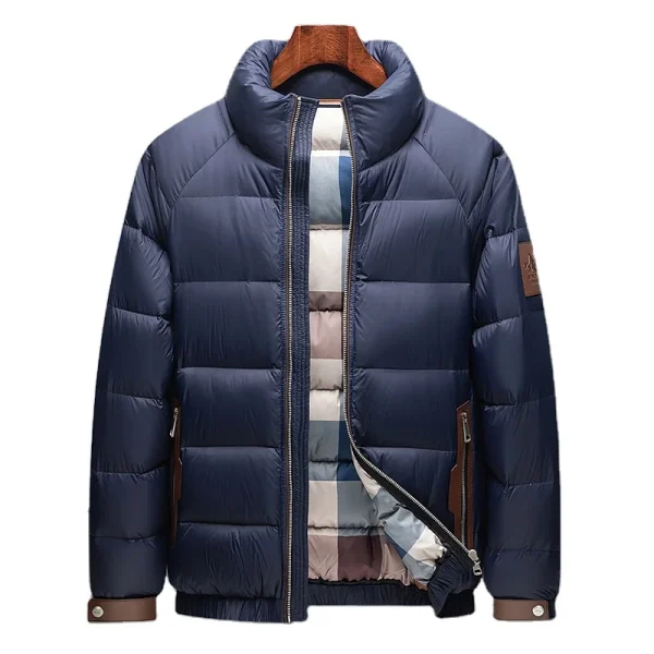 Men's Winter New Korean Version of the Business Solid Color Bread Suit Thickened Fashion Short Hooded Down Jacket