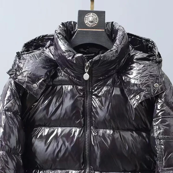 Luxury Winter Solid Short Waterproof Duck Goose Shiny Men's Down Puffer 700 Hood Jacket Coat for Men Down Jacket - Image 5